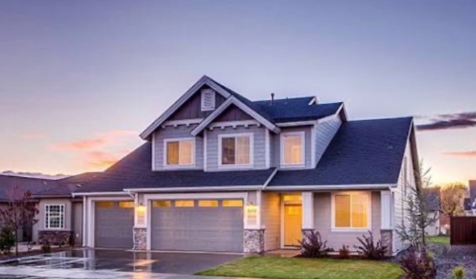 Completed home exterior at dusk